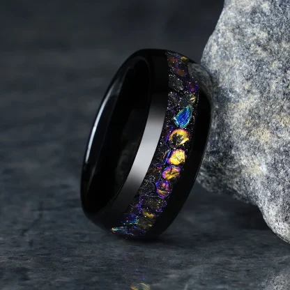 Black Shiny Ring with Galaxy Design - Image 4