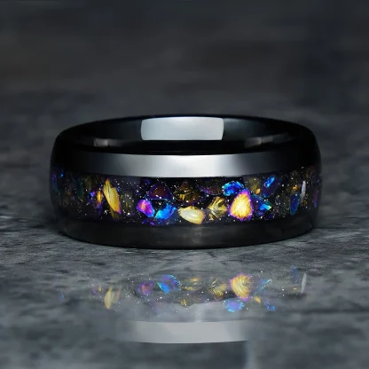 Black Shiny Ring with Galaxy Design - Image 3