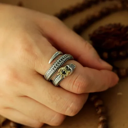 Men's Ring with Horned Snake Decor - Image 5