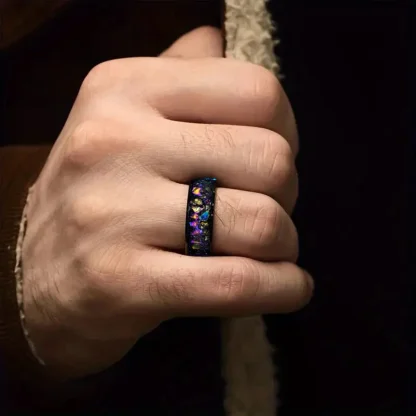 Black Shiny Ring with Galaxy Design - Image 5