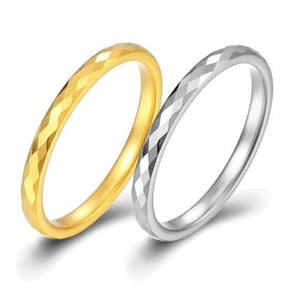 Thin Stackable Ring with Geometric Design - Image 2
