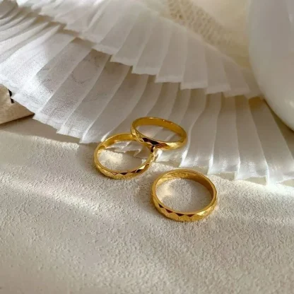 Thin Stackable Ring with Geometric Design - Image 4