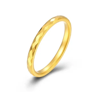 Thin Stackable Ring with Geometric Design