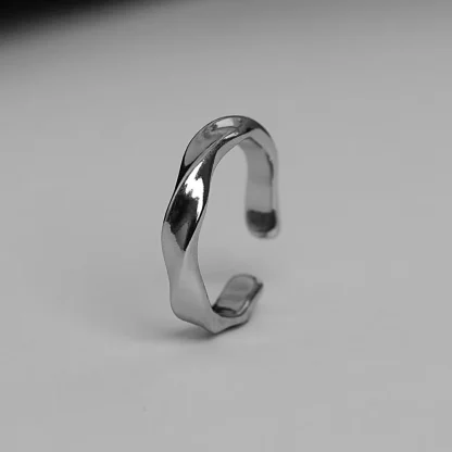 Wavy Shiny Ring with Open Band Design - Image 5