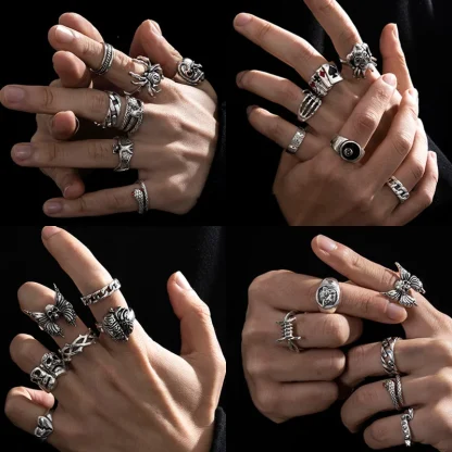 Gothic Style Ring Set for Men - Image 2