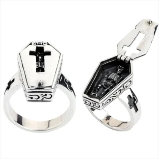 Coffin Shape Ring with Flip-Up Design