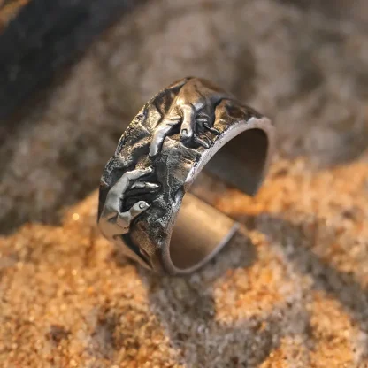 Open Band Ring with Hand Embossed - Image 5