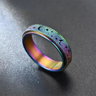 Fidget Ring with Star and Moon Design