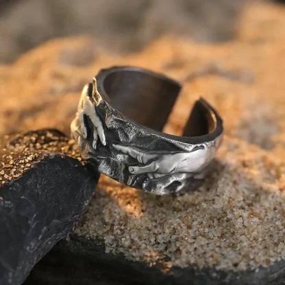 Open Band Ring with Hand Embossed - Image 4