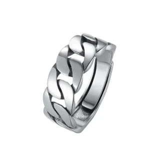 Adjustable Ring with Curb Chain Design