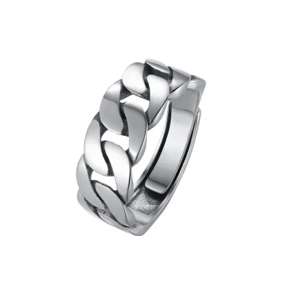 Adjustable Ring with Curb Chain Design