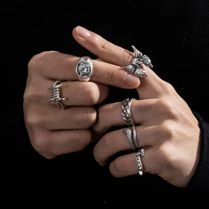 Gothic Style Ring Set for Men - Image 4