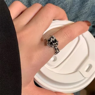 Gothic Style Ring with Heart Shape Design