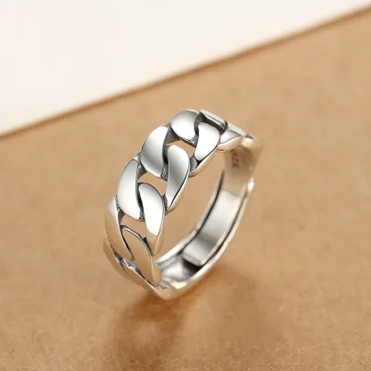 Adjustable Ring with Curb Chain Design - Image 3
