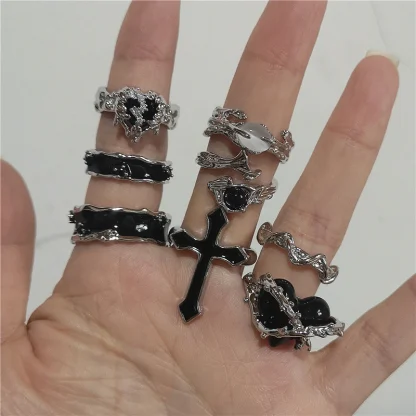 Gothic Style Ring with Heart Shape Design - Image 2