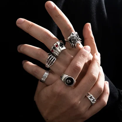 Gothic Style Ring Set for Men - Image 3
