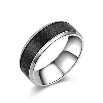Bold Black Ring with Textured Design