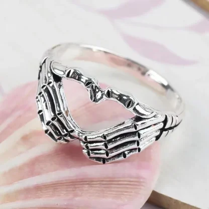 Heart-Shaped Skeleton Hand Ring - Image 2