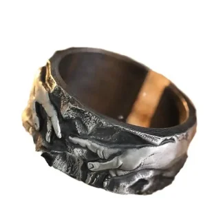 Open Band Ring with Hand Embossed