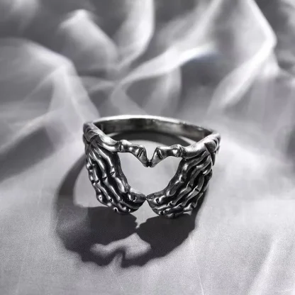 Heart-Shaped Skeleton Hand Ring - Image 3