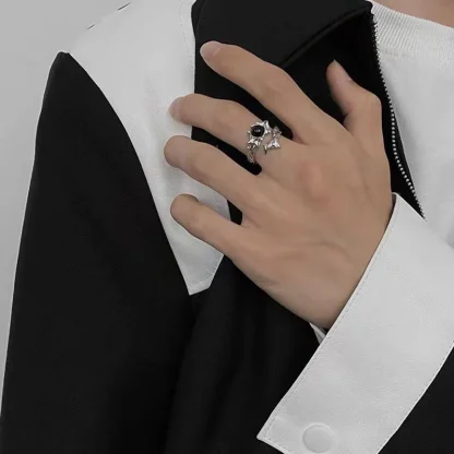 Gothic Style Ring with Heart Shape Design - Image 3