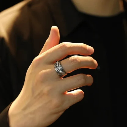 Open Band Ring with Hand Embossed - Image 3