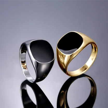 Luxury Signet Ring with Gemstone-like Decor - Image 4