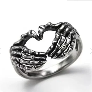Heart-Shaped Skeleton Hand Ring